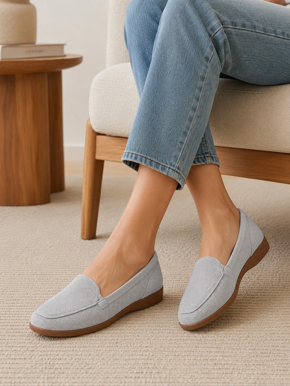 Easy Spirit Devitt Knit Slip-On Loafer Flats - Gray/Silver Size 10 NWOB